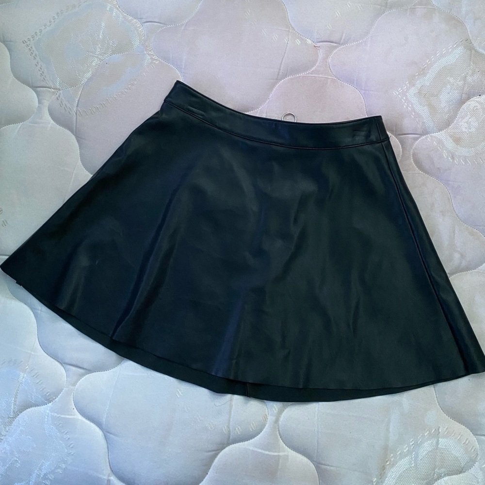 Black Leather Skater Skirt
